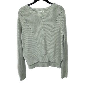 H&M Sweater Cropped Knit Pullover Crewneck Long Sleeve Ribbed Woven Knit Top